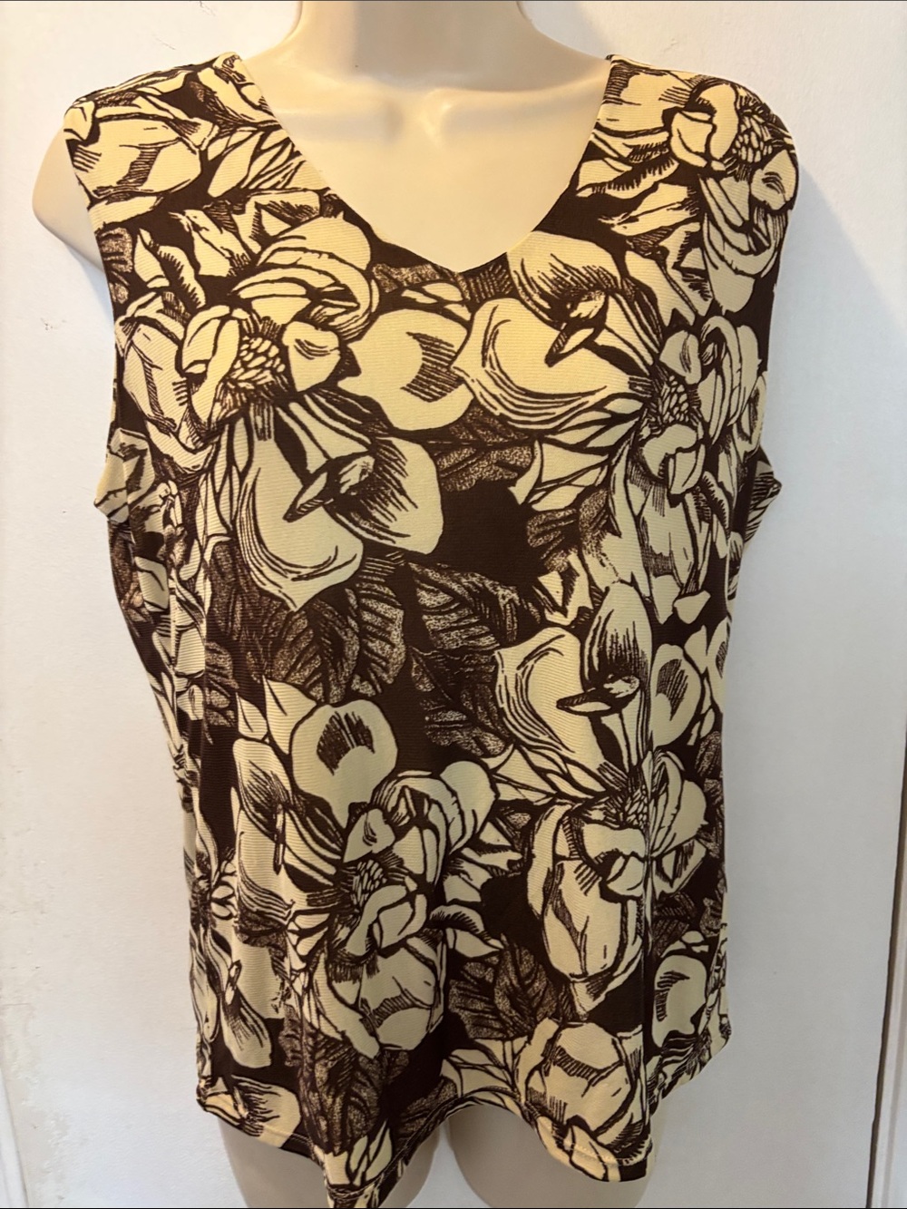Sleeveless Rena Rowan Petite PL Floral V-Neck Top lined 26-315